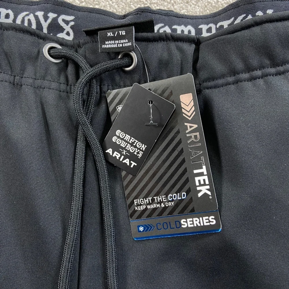 NWT Ariat Compton Cowboys Joggers Mens XL Black Cold Series Fleece Sweatpants